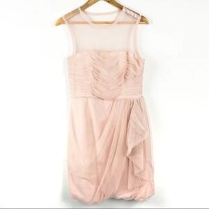 White by Vera Wang Blush Pink Illusion Ruched Bubble Hem Dress VW360037 Size 10